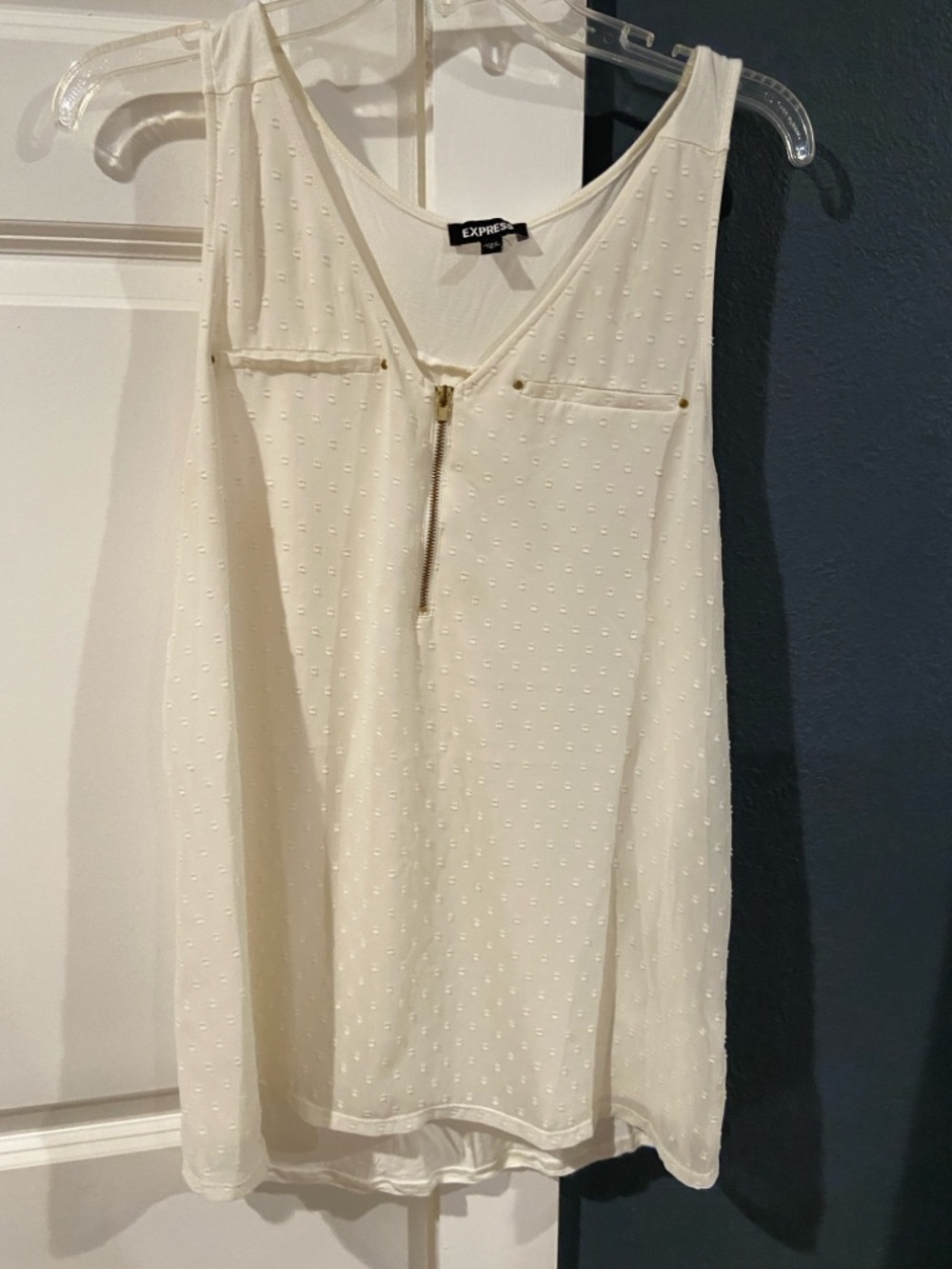 Express Cream Sleeveless Zip-Front Camisole